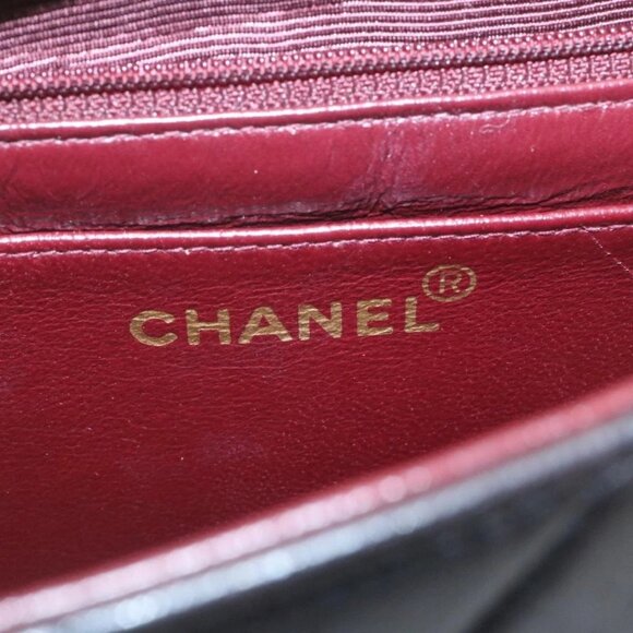 CHANEL Matelasse Chain Flap Shoulder Bag Lamb Skin Black Gold CC Auth 28632SAV - Picture 11 of 16